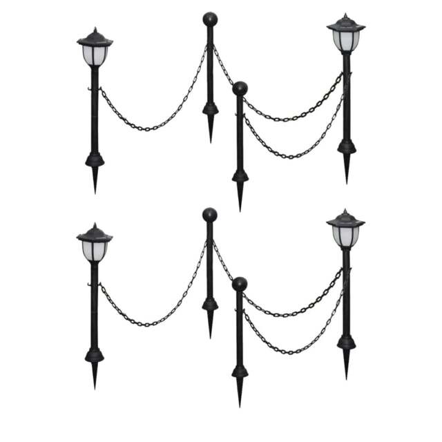 Rackhams Solar Lights 4 pcs with Chain Fence and Poles