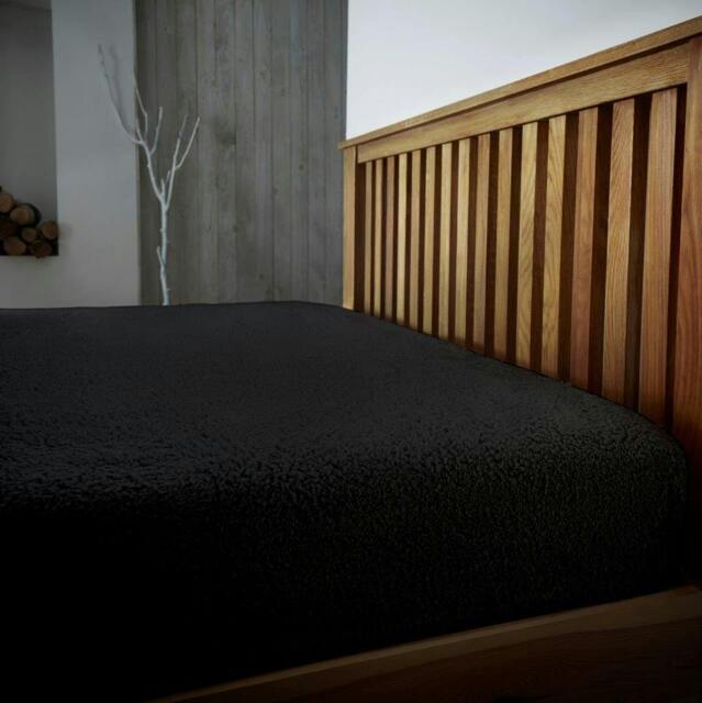 Rackhams Teddy Plain Fitted Sheet - Black - King (150cm x 200cm) + 25cm Deep