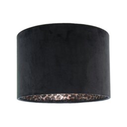Rackhams Black Velvet Lamp Shade with Inner Leopard Print Satin Shimmer Lining - thumbnail 1
