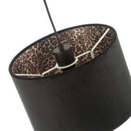 Rackhams Black Velvet Lamp Shade with Inner Leopard Print Satin Shimmer Lining - thumbnail 3