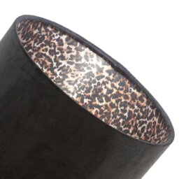 Rackhams Black Velvet Lamp Shade with Inner Leopard Print Satin Shimmer Lining - thumbnail 5
