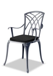 Rackhams OSHOWA Luxurious Garden and Patio Table and 2 Large Chairs with Armrests Cast Aluminium Bistro Set - Grey with Black Cushions - thumbnail 5