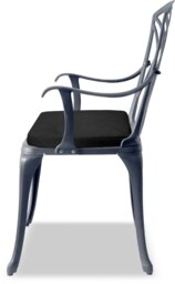 Rackhams OSHOWA Luxurious Garden and Patio Table and 2 Large Chairs with Armrests Cast Aluminium Bistro Set - Grey with Black Cushions - thumbnail 4