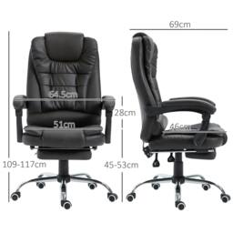 Rackhams PU Leather Executive Office Chair, High Back Swivel Chair with Retractable Footrest, Adjustable Height, Reclining Function, Brown - thumbnail 4