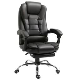 Rackhams PU Leather Executive Office Chair, High Back Swivel Chair with Retractable Footrest, Adjustable Height, Reclining Function, Brown - thumbnail 1