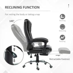 Rackhams PU Leather Executive Office Chair, High Back Swivel Chair with Retractable Footrest, Adjustable Height, Reclining Function, Brown - thumbnail 6