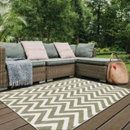 Rackhams Duo Weave Outdoor Beige Rug Chevron - 160X230 cm - thumbnail 2