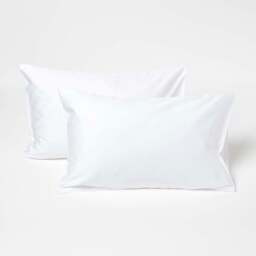 Rackhams Organic Cotton Kids Pillowcases 40 x 60 cm 400 Thread Count, 2 Pack - White