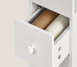Rackhams Tall Slim Bathroom Storage Cabinet – Freestanding Narrow Unit with Drawers & Adjustable Shelf White - thumbnail 3