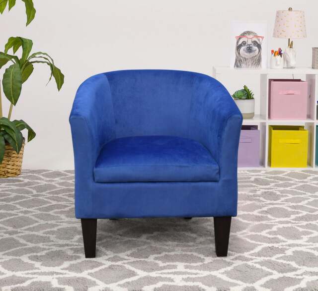 Rackhams Brushed Velvet Tub Chair - A Chic and Comfortable Accent Piece for Your Living Room - Blue - image 1