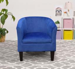 Rackhams Brushed Velvet Tub Chair - A Chic and Comfortable Accent Piece for Your Living Room - Blue - thumbnail 1