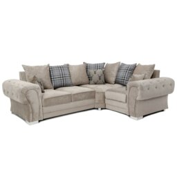 Rackhams Milan Chesterfield Fabric 4 Seater Corner Sofa - Scatter Back - Mink - Right Hand Facing - thumbnail 1