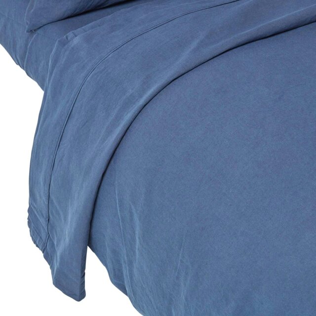 Rackhams French Flax Linen Flat Sheet - Navy Blue - Super King - image 1