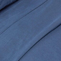 Rackhams French Flax Linen Flat Sheet - Navy Blue - Super King - thumbnail 4