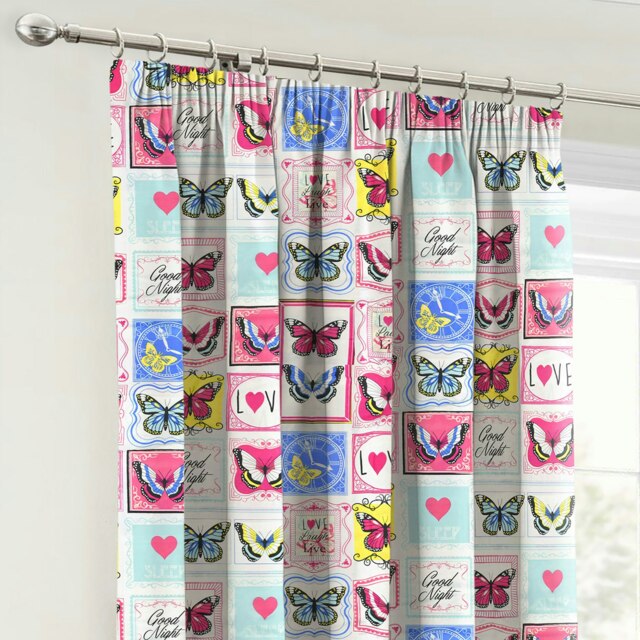 Rackhams Butterfly Maison Pencil Pleat Curtains - 168cm x 183cm - Multi