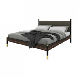 Rackhams Bali Kingsize Bed frame - Ebony Veneer / Grey Fabric - thumbnail 3