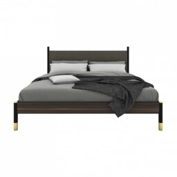 Rackhams Bali Kingsize Bed frame - Ebony Veneer / Grey Fabric - thumbnail 1