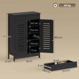 Rackhams Modern Shoe Storage Cabinet with Louvered Doors and Drawer - White - thumbnail 4