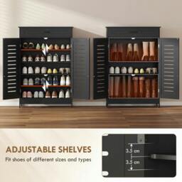 Rackhams Modern Shoe Storage Cabinet with Louvered Doors and Drawer - White - thumbnail 6