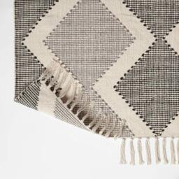 Rackhams Malmo Handwoven Grey & Black Cotton Textured Rug - 120 x 170 cm - thumbnail 5