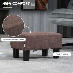 Rackhams Linen Fabric Footstool Ottoman Cube with 4 Plastic Legs, Brown - thumbnail 4