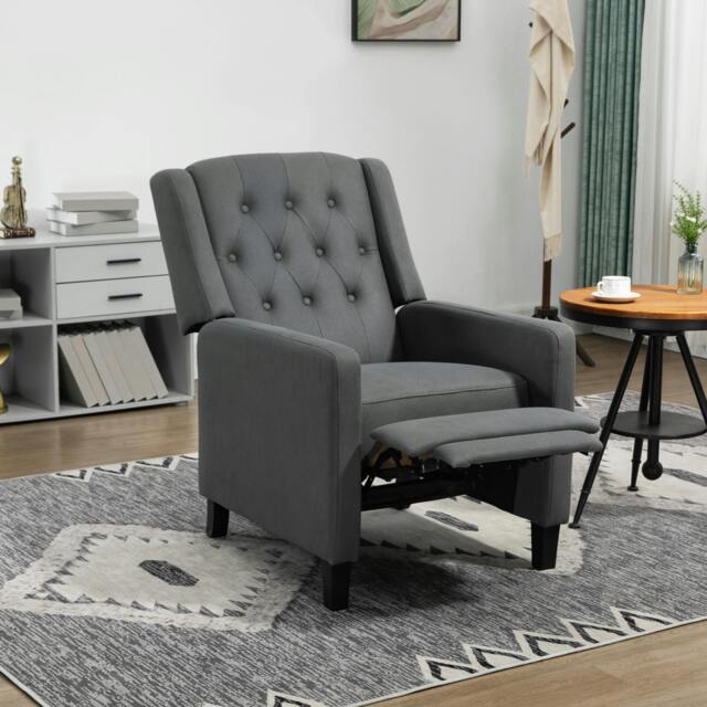 Rackhams Button Tufted Microfibre Cloth Recliner for Living Room - image 1