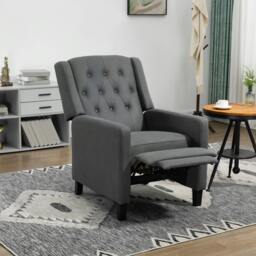 Rackhams Button Tufted Microfibre Cloth Recliner for Living Room