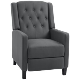 Rackhams Button Tufted Microfibre Cloth Recliner for Living Room - Charcoal grey - Polyester - 68W x 88D x104Hcm - thumbnail 2