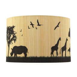 Rackhams Modern Safari Bamboo Pendant Light Shade with Black Animals and Trees - thumbnail 3