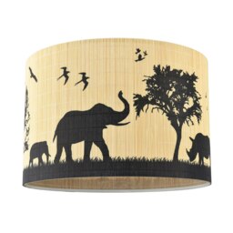 Rackhams Modern Safari Bamboo Pendant Light Shade with Black Animals and Trees - thumbnail 2