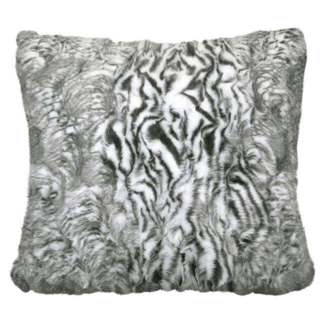 Rackhams Animal Print Faux Fur Cushion - 43cm x 43cm - Grey