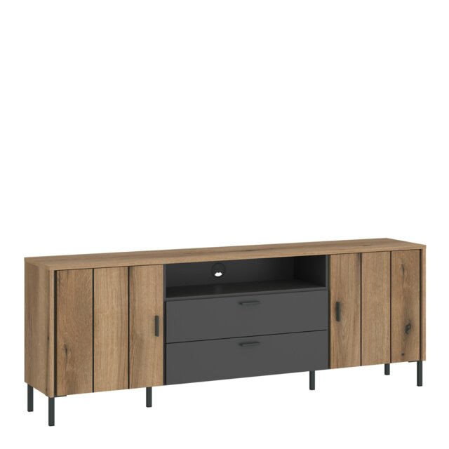 Rackhams Arundel TV Cabinet 2 Door 2 Drawer 173cm Wide in Oak/Grey - 1 - image 1