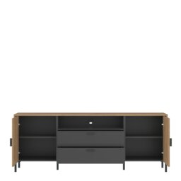Rackhams Arundel TV Cabinet 2 Door 2 Drawer 173cm Wide in Oak/Grey - 1 - thumbnail 2