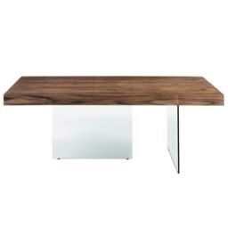 Rackhams Rectangular walnut and tempered glass dining table 1028 - thumbnail 3