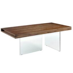 Rackhams Rectangular walnut and tempered glass dining table 1028 - thumbnail 2