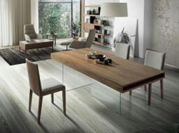 Rackhams Rectangular walnut and tempered glass dining table 1028