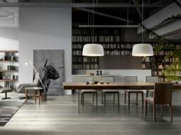 Rackhams Rectangular walnut and tempered glass dining table 1028 - thumbnail 5