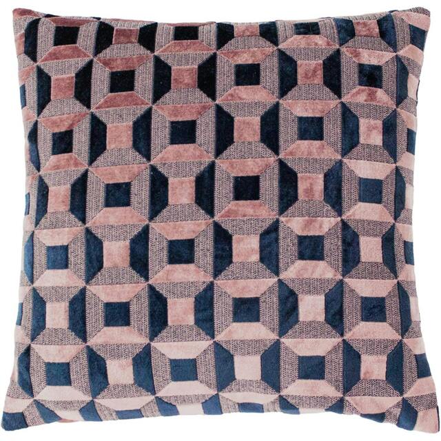 Rackhams Empire Cushion Cover - Blush Pink/Navy - One Size - Blush Pink/Navy - 100% Polyester - image 1