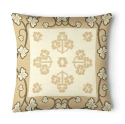 Rackhams Chenille Floral Woven Detail Cushion - 43cm x 43cm - Burgandy - thumbnail 2