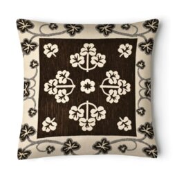 Rackhams Chenille Floral Woven Detail Cushion - 43cm x 43cm - Burgandy - thumbnail 3