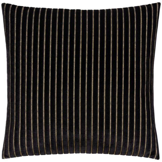 Rackhams Savoy Velvet Stripe Cushion Cover - Black - 50cm x 50cm - Black - 100% Polyester - image 1