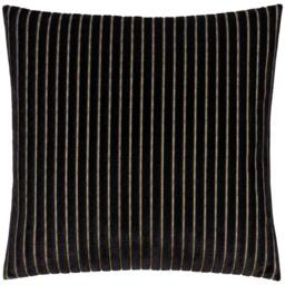Rackhams Savoy Velvet Stripe Cushion Cover - Black - 50cm x 50cm - Black - 100% Polyester - thumbnail 1