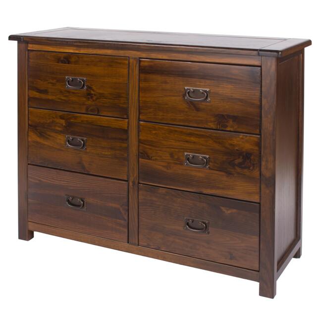 Rackhams Boston 3 + 3 Wide Chest of Drawers - dark brown - image 1