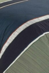 Rackhams Nate Block Stripe Duvet Cover Set Olive Gree/ Navy Blue Bedding Modern - Green - King - thumbnail 3