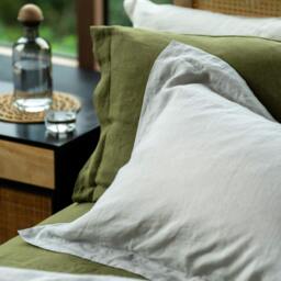 Rackhams Light Grey French Linen Pillowcases - Standard - Pair - Oxford - thumbnail 1