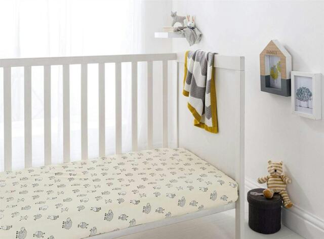 Rackhams Nursery Sheep Crib Organic Cotton Fitted Sheet - One Size