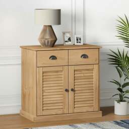 Rackhams Sideboard with Drawers VIGO 78x40x75 cm Solid Wood Pine - Brown - Solid pinewood with a honey wax finish, engineered wood, metal