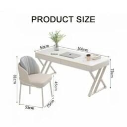 Rackhams Versa Small Office Desk, Sintered Stone - With Chair - With Chair - thumbnail 6