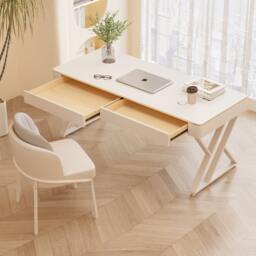 Rackhams Versa Small Office Desk, Sintered Stone - With Chair - With Chair - thumbnail 3