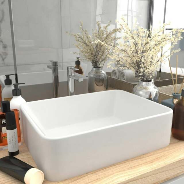 Rackhams Luxury Wash Basin Matt White 41x30x12 cm Ceramic